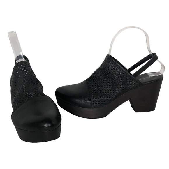 Free People Logan Perforated Leather Wooden Platform Clogs - Picture 3 of 12